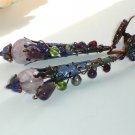 Wild Night In The City -Multi Gemstone Garnet Peridot PearlWire Wrapped Earrings