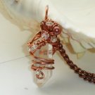 Copper Wire Wrapped Quartz Crystal Point Pendant Necklace ; Bohemian Artisan Ooak