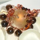 Topaz Tiger Paw- Smoky Topaz Wirewrapped Tiger Eye & Iron Pendant Necklace