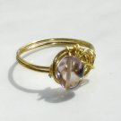Amethyst Dew brass ring with amethyst, size 7:Love Whimsical Ooak Shinies