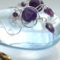Grape Geode -Druzy Amethyst Hand formed Wire Wrapped Earrings;Ooak Couture