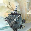 Ice Wine _ Flower Amethyst Druzy Geode Wire wrapped Pendant Necklace