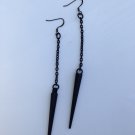 Matte Black Spike Dangle Earrings