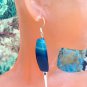 Victorian Teal Agate Tube Spike Dangle Earrings