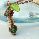 Holly Talisman Christmas Garnet Bling Vial Pendant Necklace; Bohemian Artisan Ooak