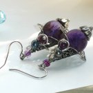 Mother Midnight -Druzy Geode Victorian Inspired Wire Wrapped Earrings;Ooak Couture