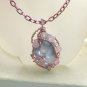 Adina- Botswana Agate Pink Tourmaline Wire wrapped Pendant Necklace; Bohemian Artisan
