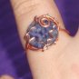 Sodalite and copper ring Wire Wrapped Ring Size 10 1/2 : Fun Love Whimsical Ooak Shinies
