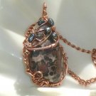Red Leopard- Leopard skin Jasper Pearls Wire wrapped Pendant Necklace