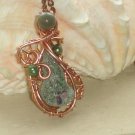 Growing Season- Ruby in Zoisite Indian Agate Wire wrapped Pendant Necklace