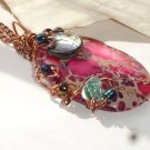 Passion at Sunset-Sea sediment Imperial Jasper Wirewrapped Pendant Necklace