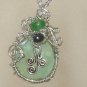 Spring Zephyr- Fluorite Pearl Aventurine Wirewrapped Pendant Necklace