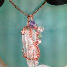 Primal rain- Large Crystal Quartz Point statement piece pendant on chain;