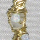 Moon Sister" Wire-wrapped Rainbow Moonstone & Oplaite Gemstone Pendant Necklace