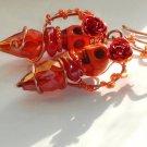 'Blood Orange Belles' ooak wirewrapped earrings