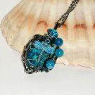 'Blue Dragonfly' petite wirewrapped pendant on chain