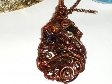 'Subtle Peacock' ooak statement piece pendant on chain