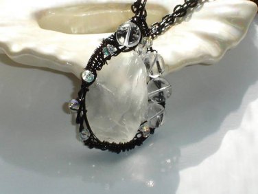 'Ice and Shadows' ooak wirewrapped pendant on chain Artisan Shinies Couture