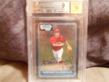 ADRIAN CARDENAS 2006 BOWMAN CHROME DRAFT AUTO RC BECKETT 9 MINT/10 AUTO PHILLIES