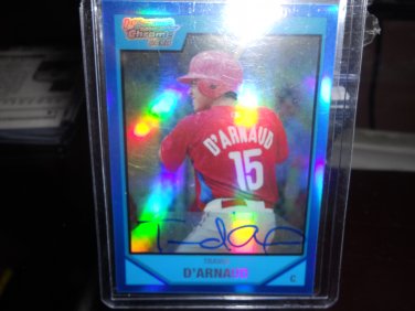 TRAVIS D'ARNAUD 2007 BOWMAN CHROME DRAFT PICKS AND PROS BLUE REFRACTOR AUTO RC #D/150 METS