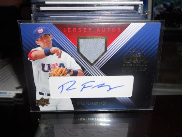 RYAN FLAHERTY 2008 UD USA JERSEY AUTO BLUE RC #D/75 ORIOLES
