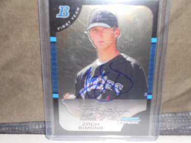 ZACH SIMONS 2005 BOWMAN CHROME DRAFT PICKS IN-PERSON AUTO RC