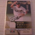 TONY WOLTERS 2009 UD SIGNATURE STARS USA FUTURE WATCH JERSEY AUTO RC #D/899 INDIANS