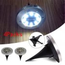 4Packs 8LED Solar Power Disk Lights Under Ground Lawn Lamp Outdoor Garden