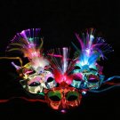 Princess Masquerade Plumed Mask Female Luminous Optical Fiber Venice Party Mask Half Face Red