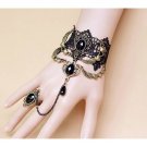Angel's Wings Metal Bracelets Gothic Style Black Lace Charm Bracelet With Ring Party Prom Jewelry