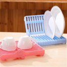 Foldable Organizer Rack Plastic Storage Holder Plate Dish Drying Drainer Kitchen Blue