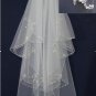 Stock Bridal Wedding Veils Fingertip 2 T Beading Tulle Wedding Veil V1