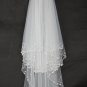 Stock Bridal Wedding Veils Fingertip 2 T Beading Tulle Wedding Veil V1