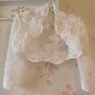Bridal Vest 3/4 Sleeve Length Alencon Lace Beading Tulle white ivory Wedding Bolero Jacket RJ1