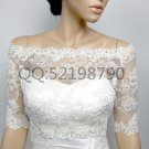 Bridal Vest 3/4 Sleeve Alencon Lace white ivory Off Shoulder Wedding Bolero Jacket RJ17