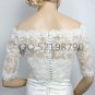 Bridal Vest 3/4 Sleeve Alencon Lace white ivory Off Shoulder Wedding Bolero Jacket RJ17