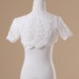 Bridal Vest Short Sleeves Lace Apliques white ivory Beads Stock Wedding Bolero Jacket RJ5