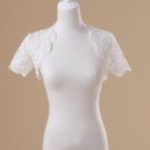 Bridal Vest Short Sleeves Lace Apliques white ivory Beads Stock Wedding Bolero Jacket RJ5