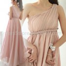 Stock Multi Colors Long Bridesmaid Dress A-line One Shoulder Chiffon Evening Party Dress MB07