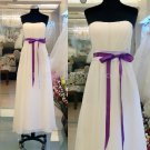 Stock Ivory Purple SASH Long Bridesmaid Dress A-line Chiffon Wedding Evening Party Dress MB13 Stock Ivory Purple SASH Long Bridesmaid Dress A-line Chiffon Wedding Evening Party Dress MB13