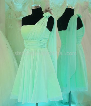 Ivory Pink Purple Short Bridesmaid Dress A-line ChiffonHomecoming Dress MB15