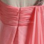 Long Pink Evening Dress A-line Chiffon One Shoulder Beads Empire Waist Wedding Party Prom Dress EP07