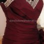 100% Real Wine Evening Dress Taffeta Beads Short Party Prom Dress EP10