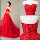 Strapless Wedding Dress A-line Lace Red White Ivory Bridal Bridal Wedding Ball Gown C1318