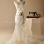 Cap Sleeves V-neck Wedding Dress A-line See Through Pearl Bridal Wedding Gown H13105