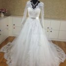 Full Sleeves Wedding Dress Princess Lace Appliques V-neck Wedding Ball Gown H13126