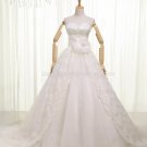 Strapless Flowers SASH Wedding Dress A-line Lace Royal Wedding Ball Gown H13176