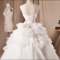 A-line Strapless Wedding Dress Princess Cream Organza Bridal Wedding Gown H13181