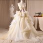 A-line Strapless Wedding Dress Princess Cream Organza Bridal Wedding Gown H13181