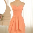 Short Bridesmaid Dresses Coral Chiffon A-line Sweetheart Strapless Wedding Party Dress MB148 Short Bridesmaid Dresses Coral Chiffon A-line Sweetheart Strapless Wedding Party Dress MB148
